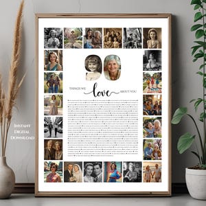 90 Gründe, warum wir dich lieben | Fotocollage | Bearbeitbares Schild zum 90. Geburtstag, Geschenk für Mama, Papa, Ehemann, Ehefrau, Oma, Opa | Benutzerdefinierte Canva-Vorlage 161