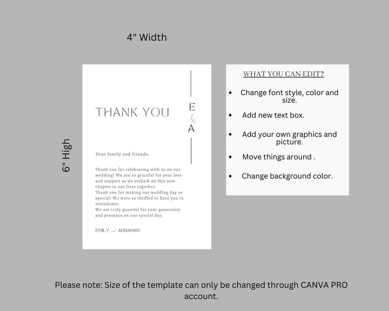 Wedding Thank You Card for Table Template Wedding Thank You Etsy