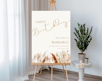 Boho Birthday Welcome Sign, Customizable Printable Decor (Digital Download) - 83
