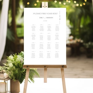 Hochzeit Sitzplan Vorlage druckbar, Monogramm Modern Hochzeitsempfang Sitzplan, Hochzeit Tisch Sitzplan, Minimal Chart Emily
