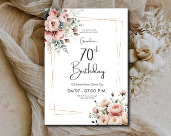 Floral Birthday Invitation | Editable Template | Digital Download Printable Party Invite | Garden Party | Canva  #77