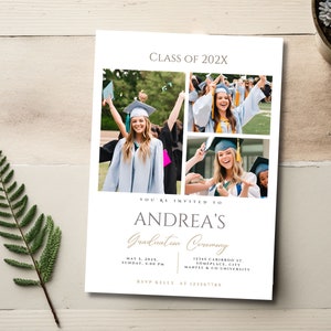 Modèle d'invitation de remise des diplômes avec photo, faire-part de fin d'études, carte d'invitation numérique moderne modifiable et imprimable, modèle canva 09