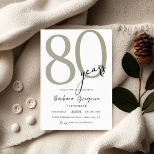 Faire-part 80e anniversaire, modèle d'invitation 80e anniversaire, carte d'invitation d'anniversaire adulte, invitation 80e anniversaire imprimable, Barbe 66