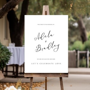 Minimalist Wedding Welcome Sign Template, Modern Elegant Wedding Welcome Sign, Printable Welcome Sign Wedding, Canva Wedding Sign Adela