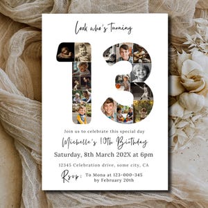 13. Geburtstag Foto Collage Vorlage Canva, 13. Geburtstag Einladungen Junge oder Mädchen Digitaler Download, Kinder Geburtstagskarte, Printable oder Text 73