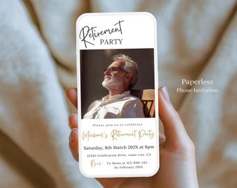 Electronic Retirement Party Invitation With Photo Digital Download Editable Template Retired Party Invite Men Teacher Nurse Retire Party 02