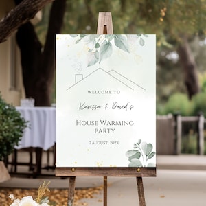 Plantilla de cartel de bienvenida de inauguración de casa con vegetación, póster editable para fiesta (descarga digital) - 10