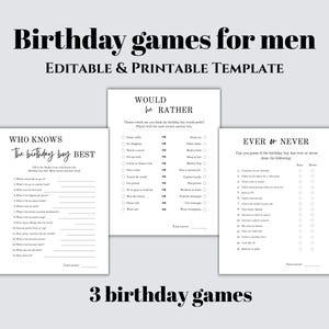 Juegos de cumpleaños para hombres, actividades imprimibles (descarga digital) - 02