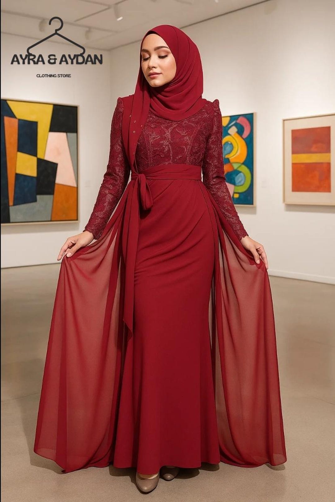 knee length dresses for ladies Rose Pink Occasion Wear Nida Abaya AY-703 main image 1