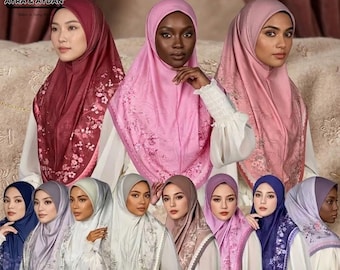 Printed Instant Hijab | Fits XL, XXL | Neatly Stitched Edges | Slip on Instant Hijab | 10 Color Options