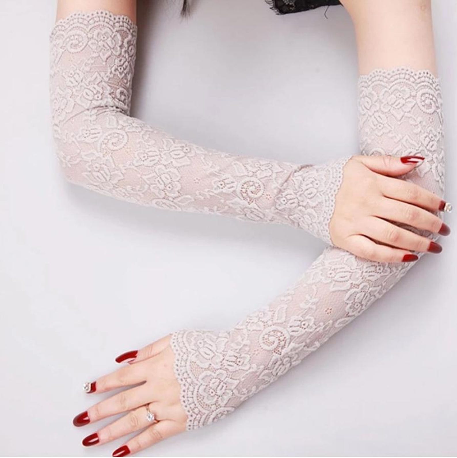 Lace Arm Sleeves | UV Sun Protection Fingerless Gloves | Cottagecore ...