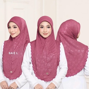 Embroidered Patterned Embossed Hijab | Instant Hijab Muslimah | Slip on Instant Hijab | 18 Color Options
