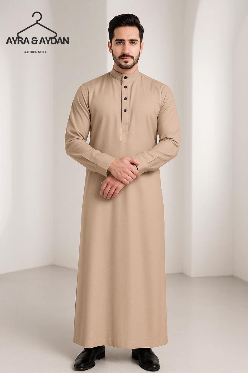 Men's Premium Thobes Jubbah Jubba - Como Crepe Shanghai Collar