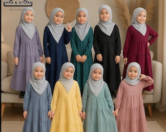 Adorable Muslim Girl Kids Abaya Dress | Modern & Stylish Design | Islamic Clothing | 8 Cute Colors | Size S-2XL