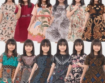 Girls Batik Dress, Kids Floral Print Dress, Indonesian Ethnic Pattern Dress for Girls, Short Sleeve Summer Boho Dress, Sizes 2-10 Years