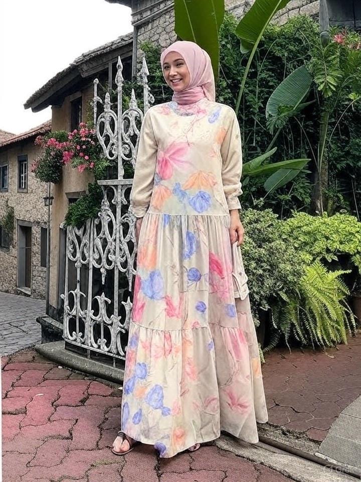 sachin and babi light blue dress Amelis - Very long striped shirt dress (Casual clothing for Muslim women)