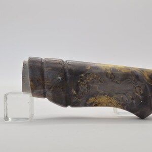 Funny Hunter Carved handle for knife - HANDGRIFF B2 - Maple Burl Stabilized Wood