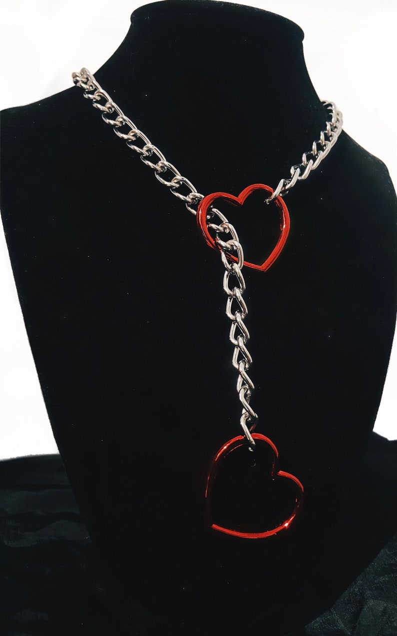 Heart Choke Chain Red