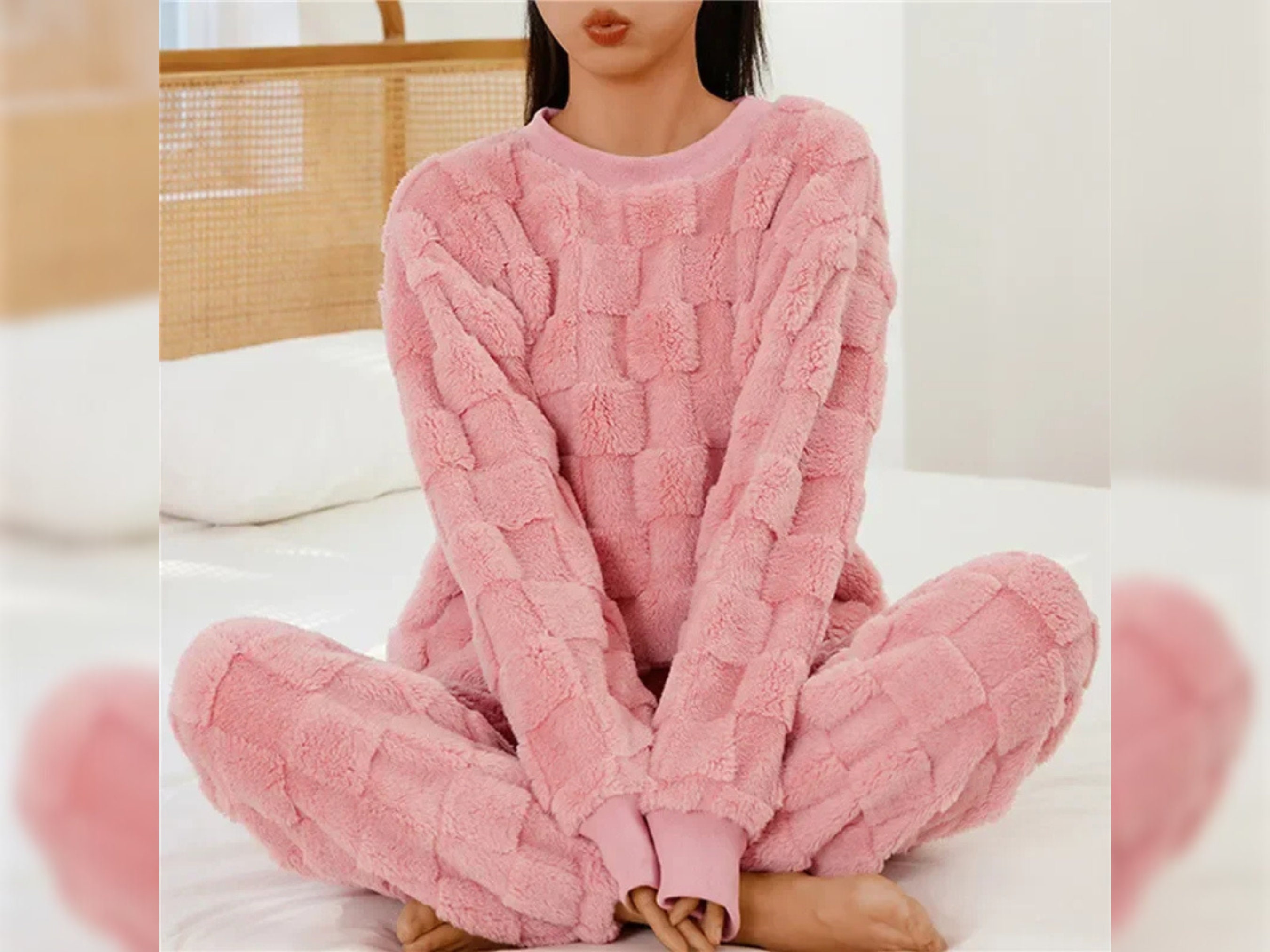 Pink fluffy shop pyjamas