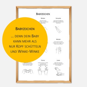 Poster Babyzeichen | Babygebärden | Babyzeichensprache | Montessori Lernposter | Baby | Babyzimmer | Schwarz und weiß | Digitaler Download