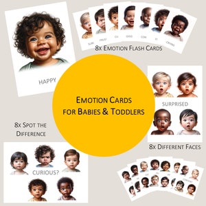 Schede delle emozioni per neonati e bambini piccoli / Veri volti di bambini / Schede didattiche sui sentimenti / Montessori / Intelligenza emotiva / Emozioni stampabili