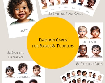 Emotion Cards for Babies and Toddlers | Real Baby Faces | Feelings Flashcards | Montessori | Emotional Intelligence | Printable Emotions