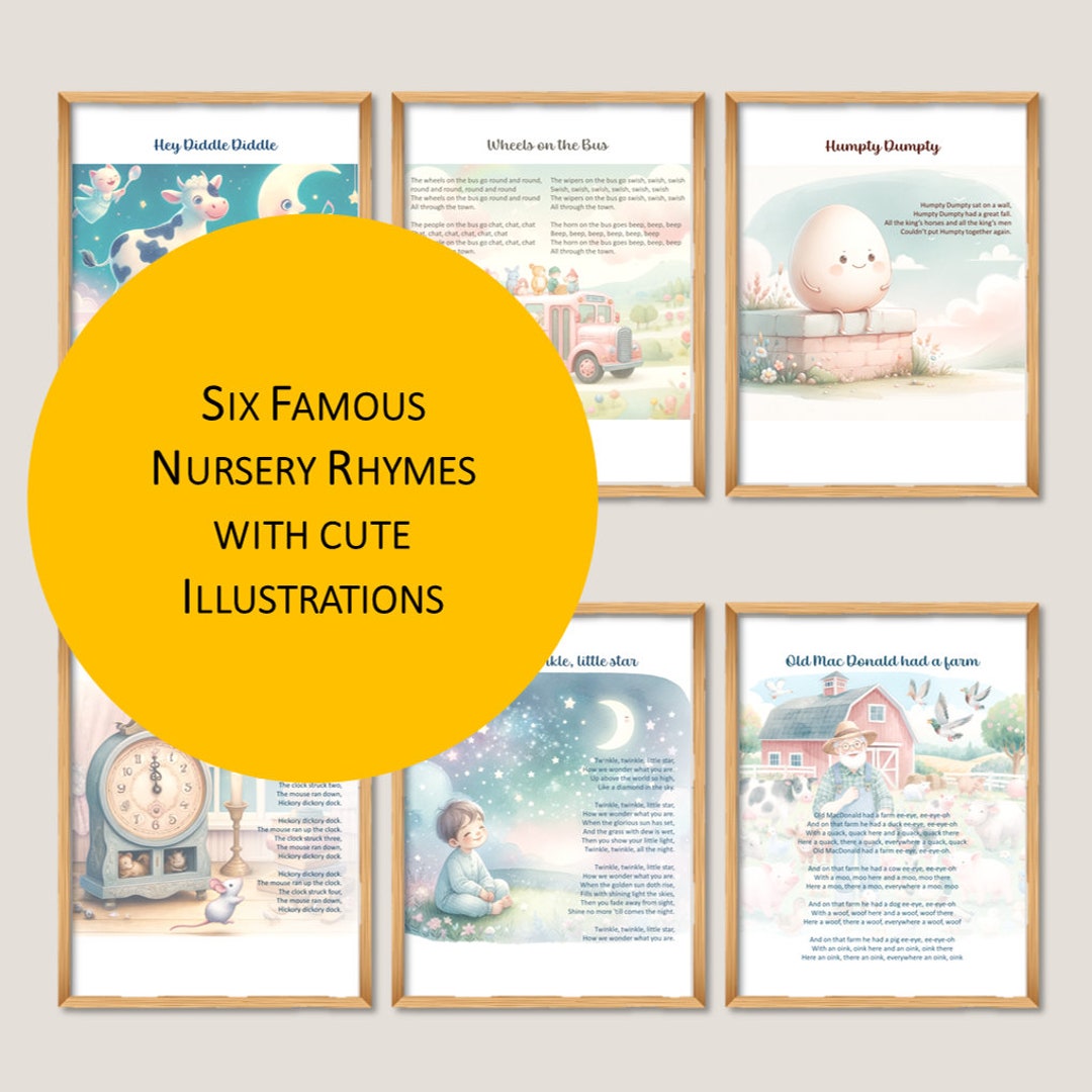 Nursery Rhymes | Baby Room Decor | Pastel Watercolor Illustrations ...