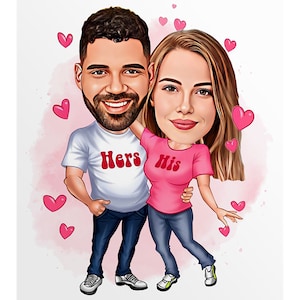 Custom Wedding Cartoon Portrait, Couple Portrait, Gift for Couple, Wedding Caricature, Wedding Portrait, Anniversary Gift, Family Portrait
