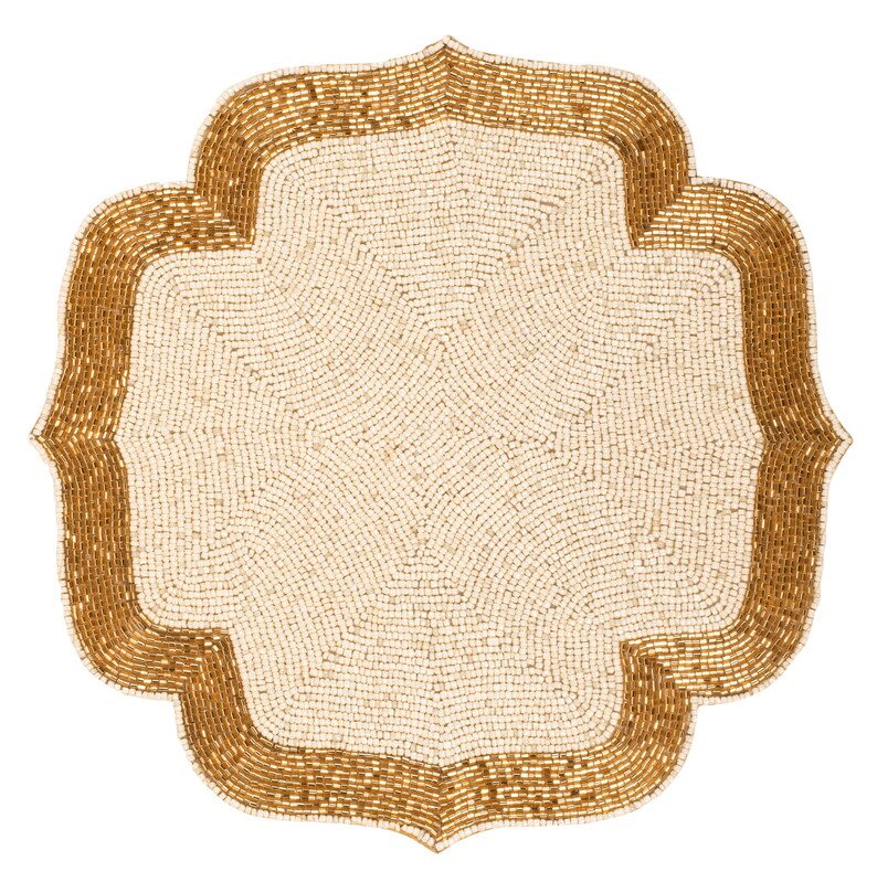Ivory and Gold Beaded Placemat, Table Mat for Dining Table Decoration, 13 Inches Etsy
