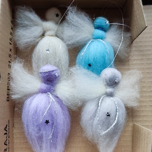 Tovade änglar, merinoull, handgjord, miljövänlig, present, juldekoration, hållbar