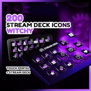 Witchy Stream Deck Icons: 200 Purple Goth Designs