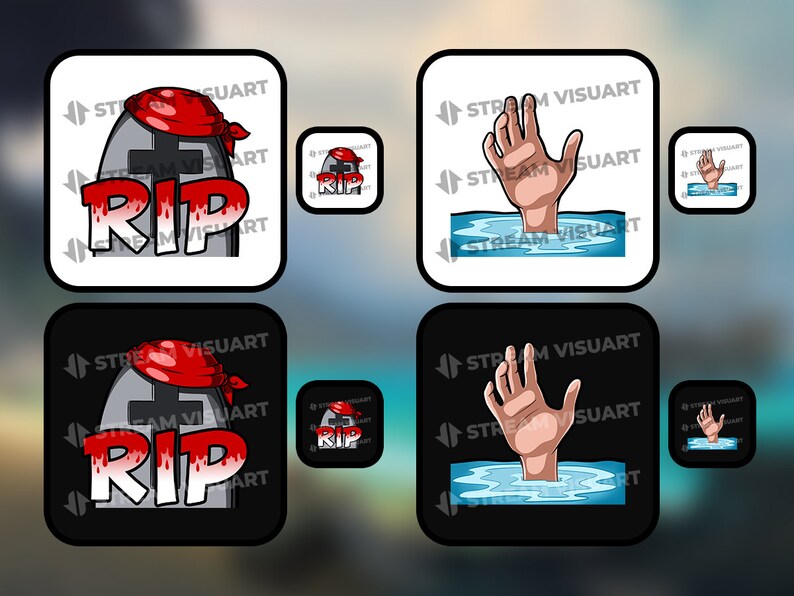 Pirate Twitch Emotes Pack 12x Badass Flag Parrot Boat Rip Skull Hype