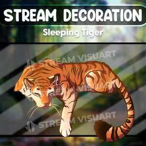 Sleeping Tiger Animated Stream Decoration: Twitch Webcam Overlay (Digital)