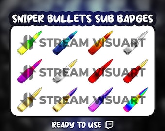 Insignias de suscripción de Twitch de balas de francotirador y munición de rifle (descarga digital)