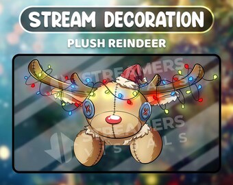 Animated Plush Reindeer Stream Decoration - Christmas Twitch Overlay (Digital)