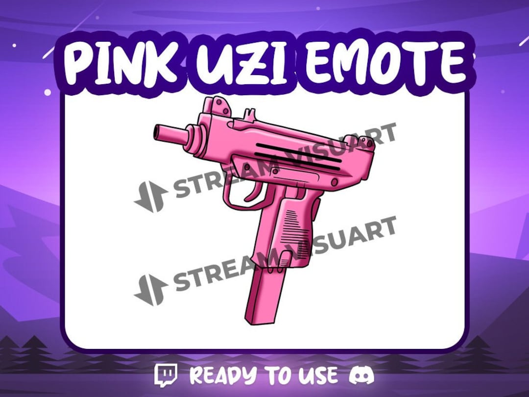UZI Pink Twitch Emote Discord Emoji Kick Subscriber Gun Girly Blaster