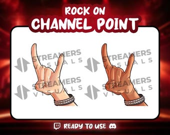 Emote Rock On Twitch: Icono de señal de mano con guitarra (Descarga digital)