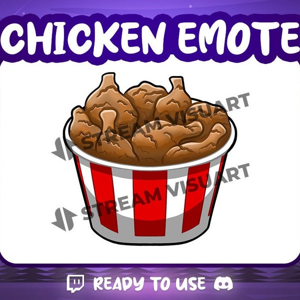 Chicken Bucket Twitch Emote Discord Emoji Kick Subscriber Fried Wing Nugget Spicy Emoticon Digital Graphic Instant Download