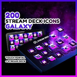 Galaxy Stream Deck Icons 200 Twitch Streamers Space Designs Compatible with Elgato Streamdeck and Touch Portal Productivity Tools