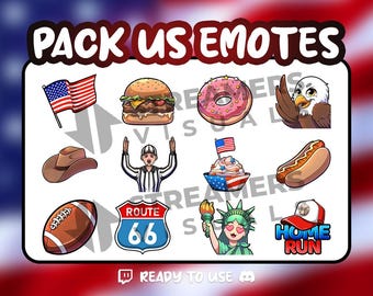 Paquete de emotes de Twitch de EE. UU.: Patrióticos, América, Estados Unidos (Descarga digital)