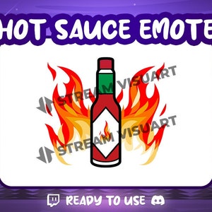 Hot Sauce Twitch Emote Discord Emoji Kick Subscriber Spicy Chili Pepper Fire Heat Food Pizza Emoticon Digital Graphic Instant Download