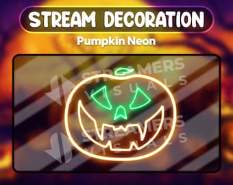 Decoración animada para stream de calabaza neón (descarga digital)