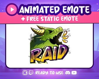 Emote animado Dragon RAID: Emoji de transmisión de Twitch/Discord