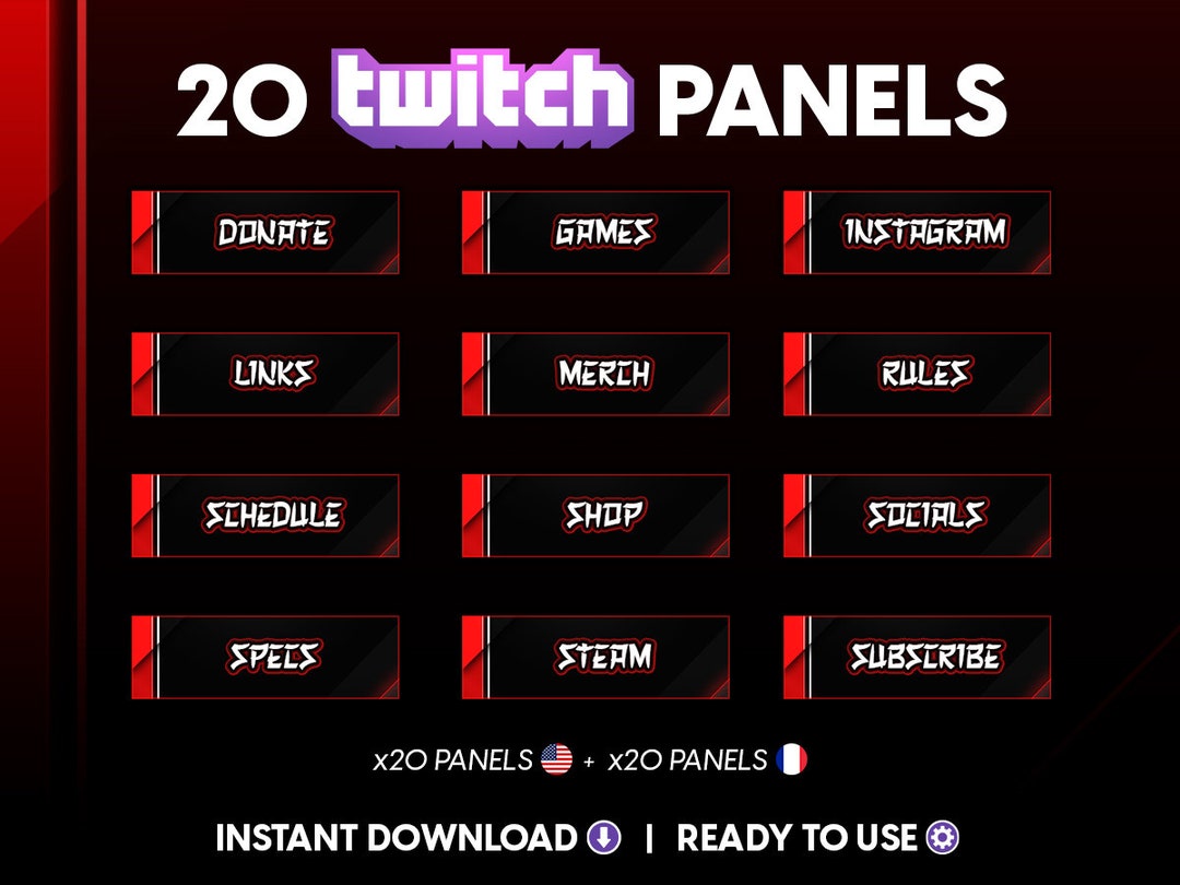 Ninja Twitch Panels: Red & Black Gaming Stream Design (digital Download ...
