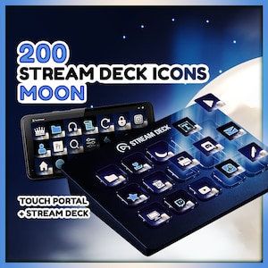 Moon Stream Deck Icons 200 Twitch Streamers Spatial Designs Compatible with Elgato Streamdeck and Touch Portal Productivity Tools