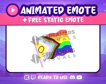 Flag LGBTQIA+ Animated Emote Twitch Emotes Pride Love Rainbow Equality Ally Diversity Community Freedom Stream Sub Emoji Discord Kick