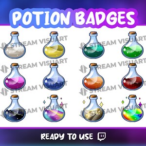 Potion Twitch Sub Badges: Colorful Magic Badges (Digital Download)