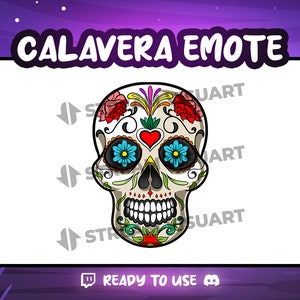 Calavera Twitch Emote Discord Emoji Kick Suscriptor Mexican Folk Art Skull Mask Mexico Muertos Emoticon Gráfico digital Descarga instantánea