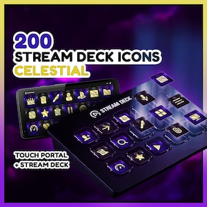 Celestial Stream Deck Icons 200 Twitch Streamers Stars Designs Compatible with Elgato Streamdeck and Touch Portal Productivity Tools