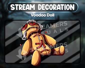 Mascota animada de muñeco vudú para transmisiones en vivo, decoración espeluznante de Halloween para Twitch (WEBM)